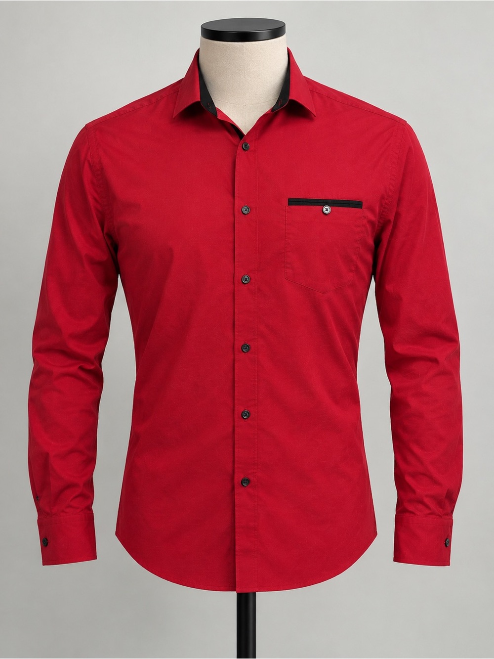 Express Red Dress Shirt with Black Trim